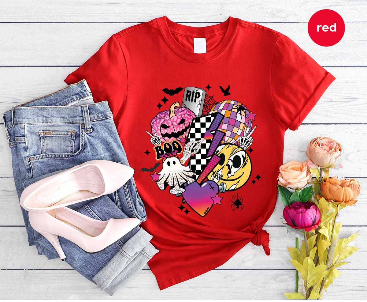 Retro Halloween Shirt, Spooky Pumpkin Shirt, Cool Checkered Outfit