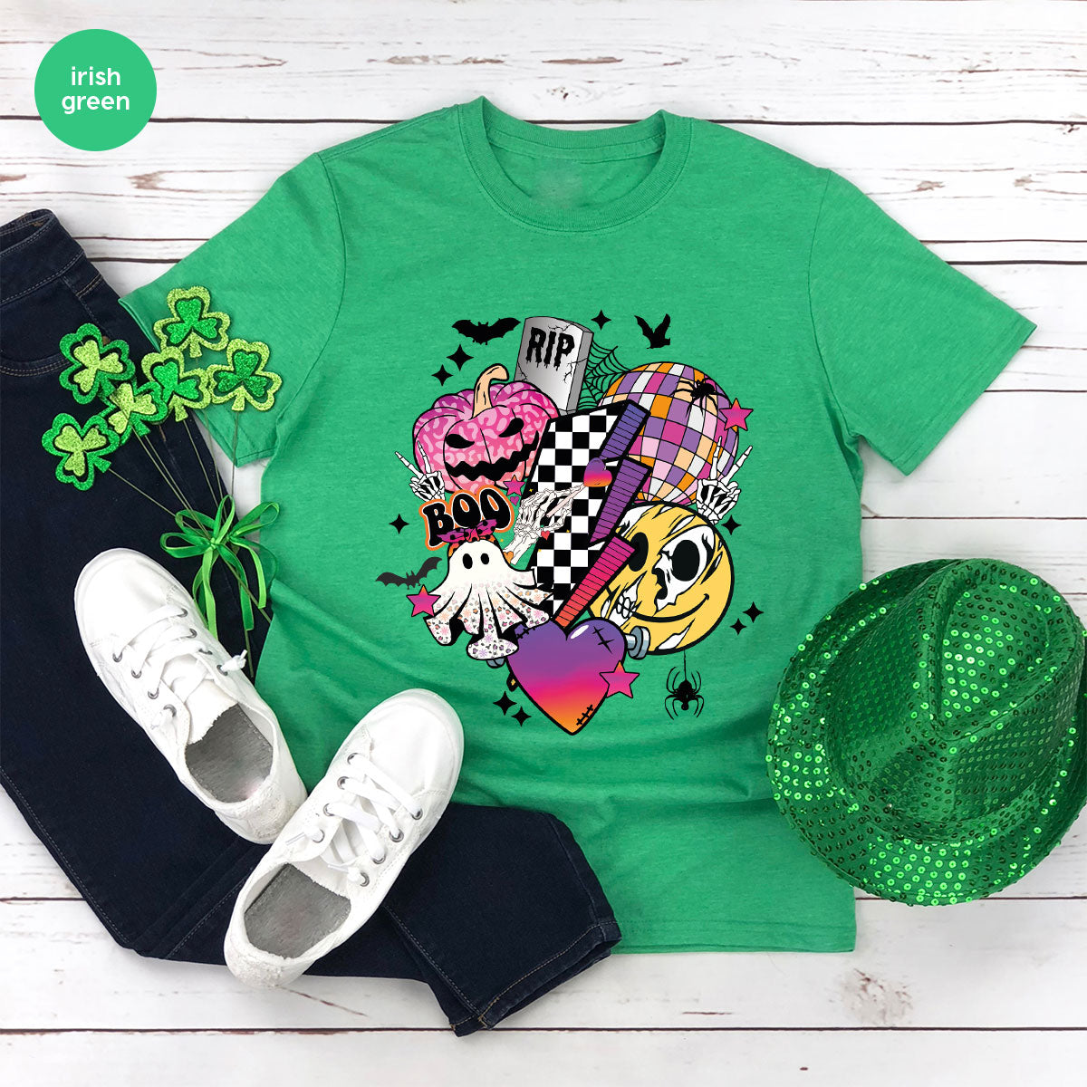 Retro Halloween Shirt, Spooky Pumpkin Shirt, Cool Checkered Outfit