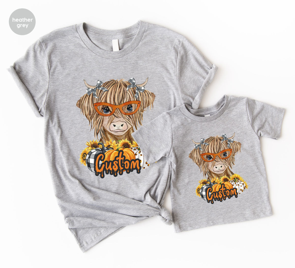 Custom Cow Shirt, Fall Graphic Tees, Personalized Farmer Gifts, Customized Pumpkin T-Shirt, Kids Farm Clothing, Thanksgiving Vneck Tshirt