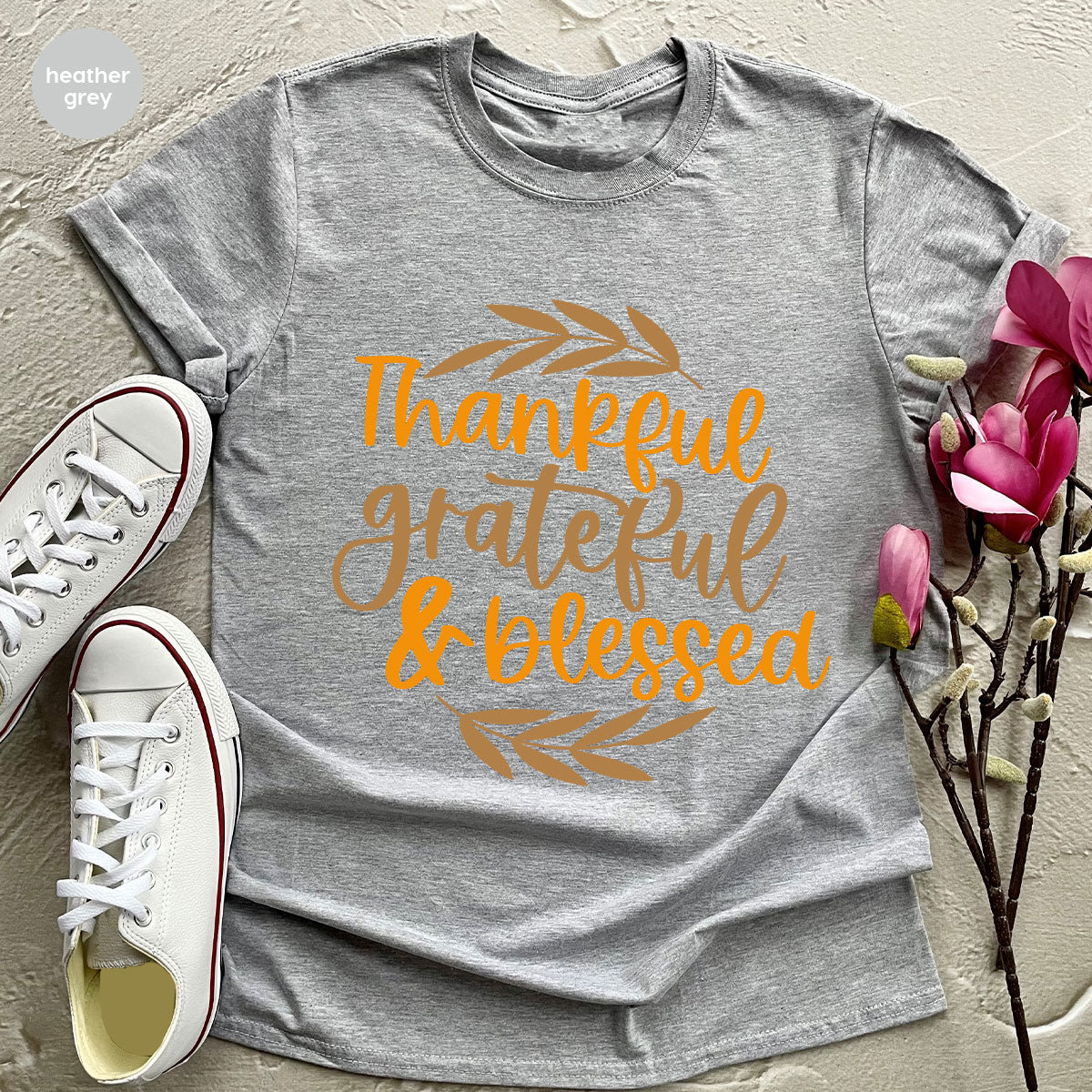 Fall Tshirt, Autumn Clothing, Gift for Her, Happy Thanksgiving Outfit, Leaves Graphic Tees, Thankful Grateful Blessed T-Shirt