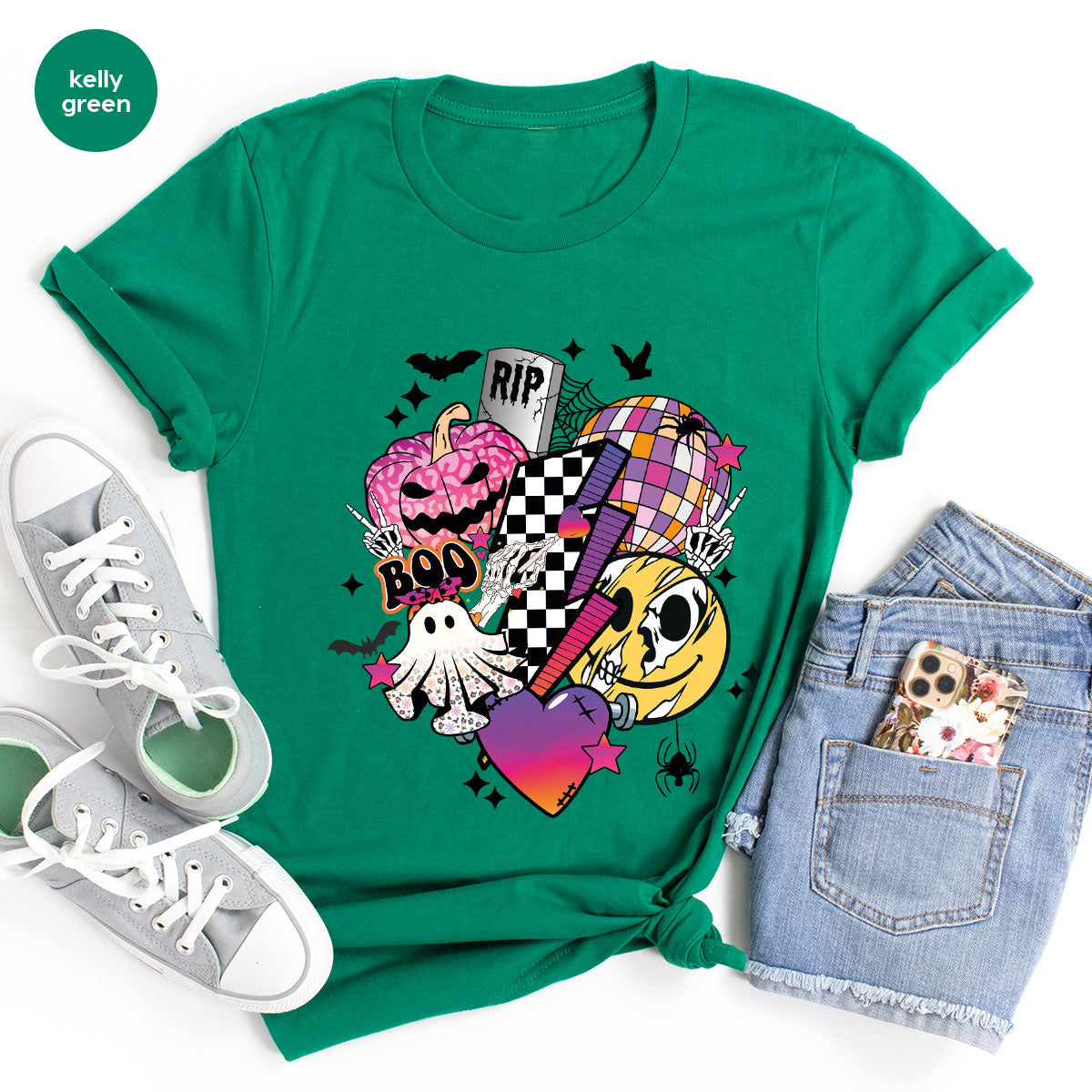 Retro Halloween Shirt, Spooky Pumpkin Shirt, Cool Checkered Outfit