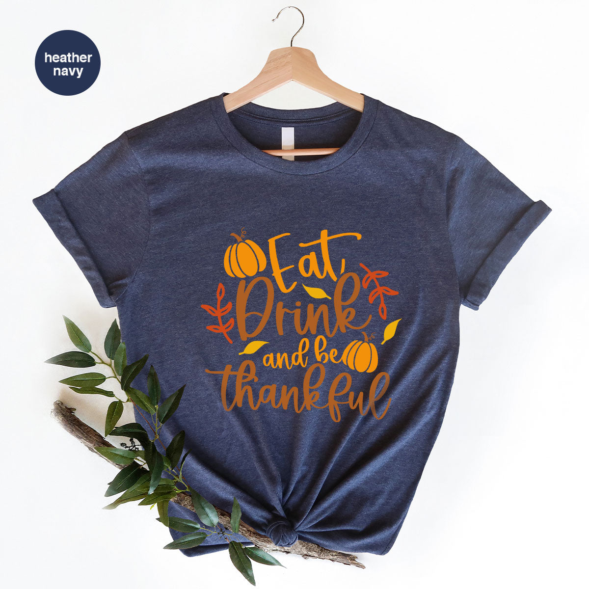 Cute Pumpkin T-Shirt, Fall Graphic Tees, Thankful Gifts, Thanksgiving Outfits, Autumn Crewneck Sweatshirt, Fall Leaves Vneck Shirt