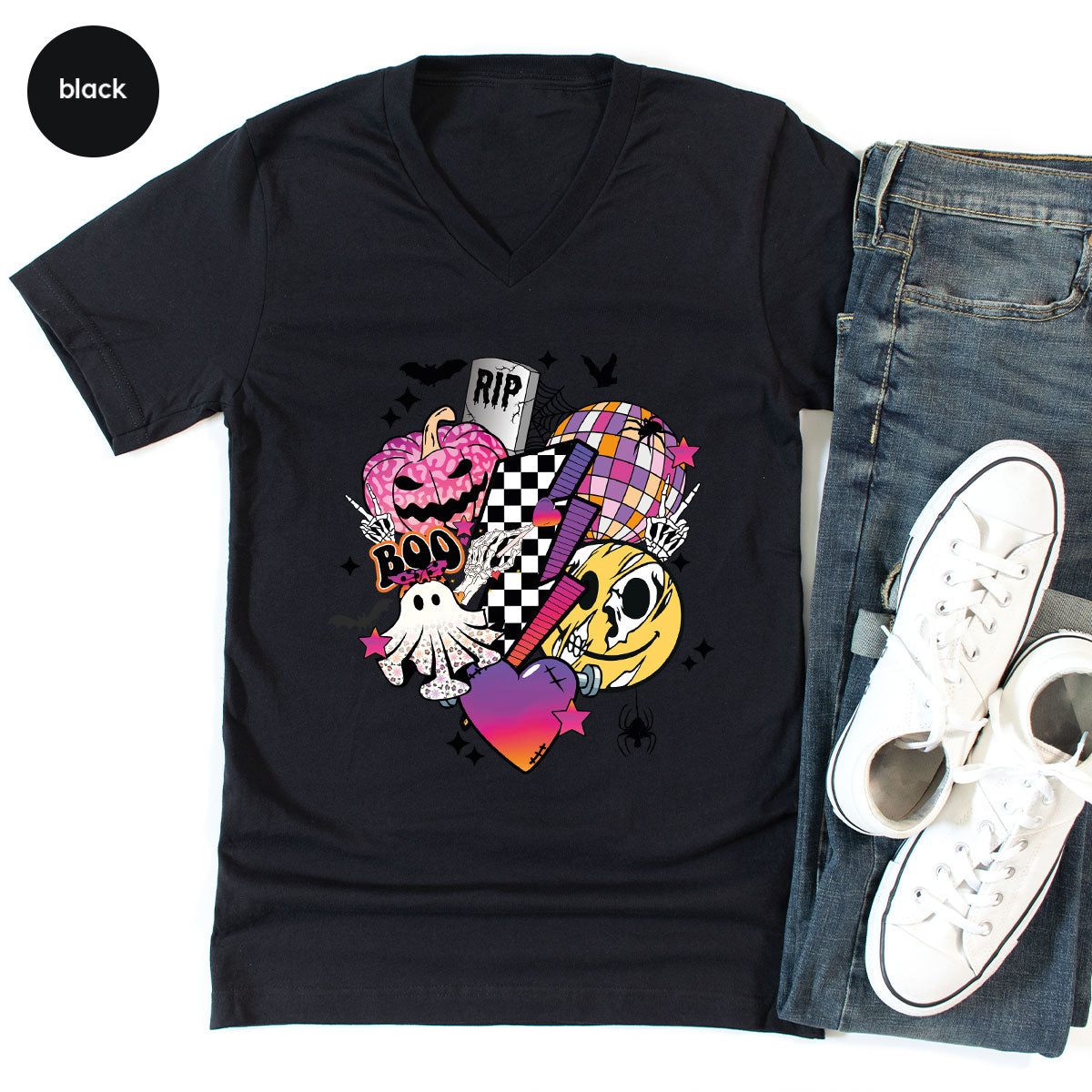 Retro Halloween Shirt, Spooky Pumpkin Shirt, Cool Checkered Outfit