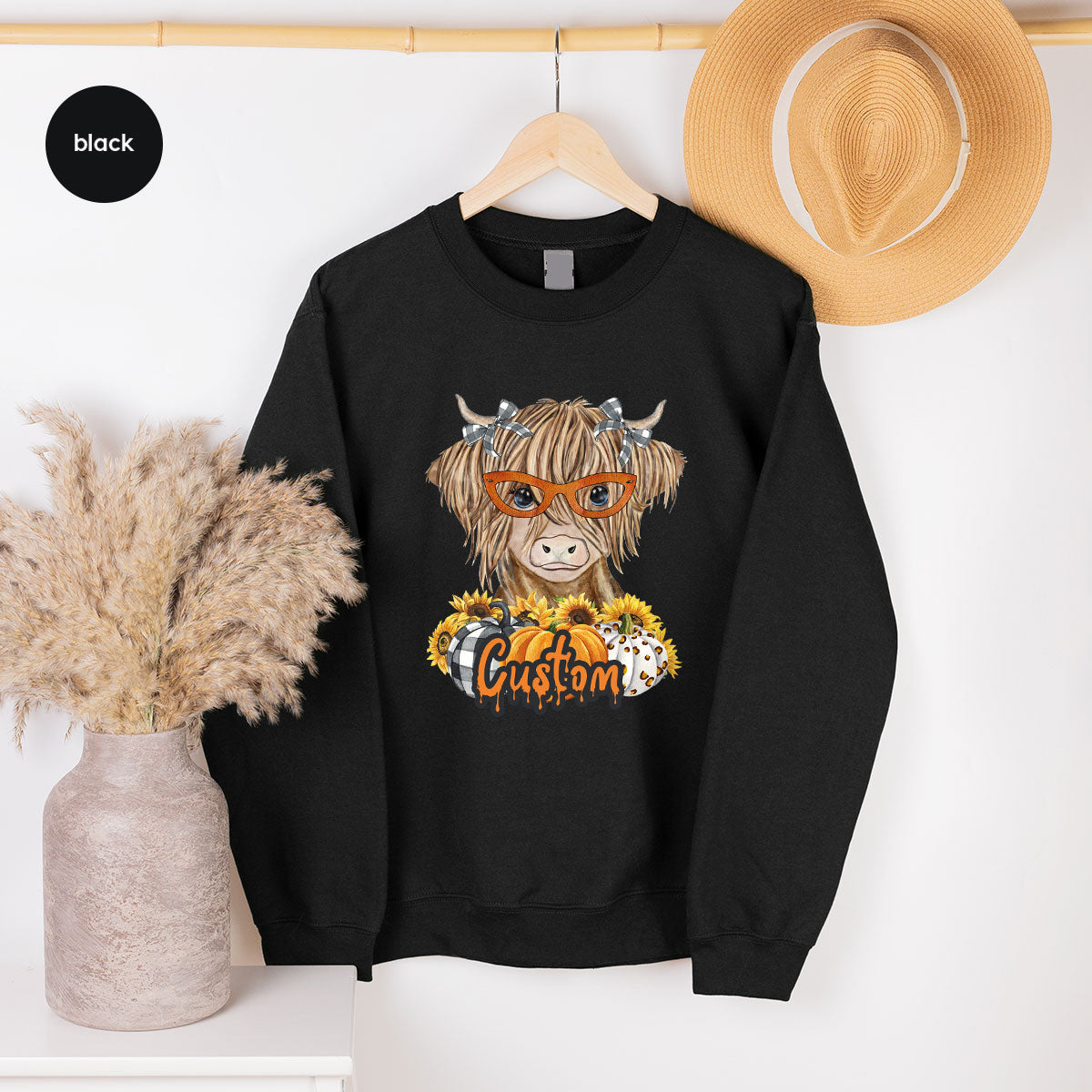 Custom Cow Shirt, Fall Graphic Tees, Personalized Farmer Gifts, Customized Pumpkin T-Shirt, Kids Farm Clothing, Thanksgiving Vneck Tshirt