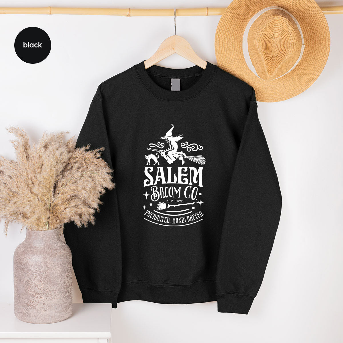 Halloween T-Shirt, Halloween Gifts, Salem Graphic Tees, Witchy Gifts, Witch Crewneck Sweatshirt, Womens Vneck T Shirt, Broom Shirt