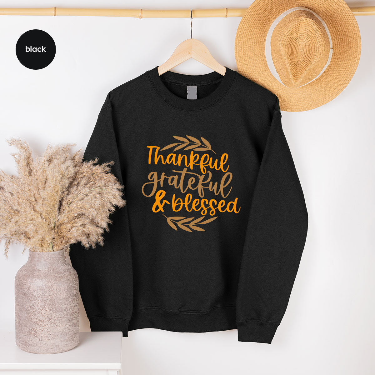 Fall Tshirt, Autumn Clothing, Gift for Her, Happy Thanksgiving Outfit, Leaves Graphic Tees, Thankful Grateful Blessed T-Shirt