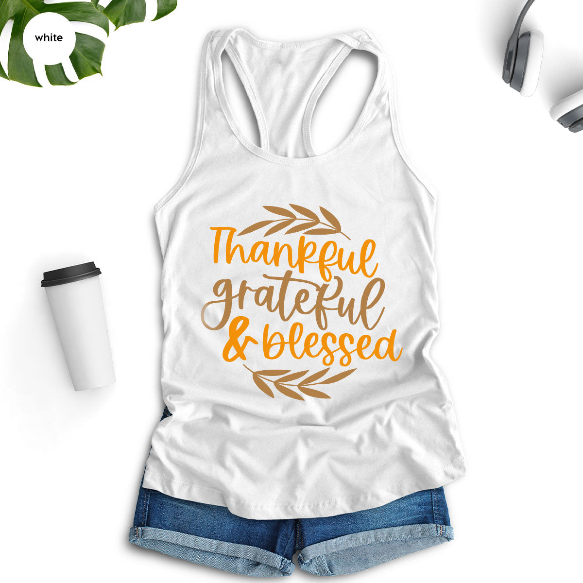 Fall Tshirt, Autumn Clothing, Gift for Her, Happy Thanksgiving Outfit, Leaves Graphic Tees, Thankful Grateful Blessed T-Shirt