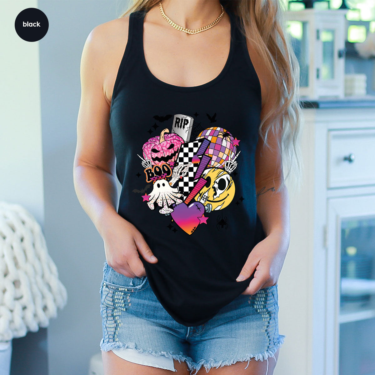 Retro Halloween Shirt, Spooky Pumpkin Shirt, Cool Checkered Outfit