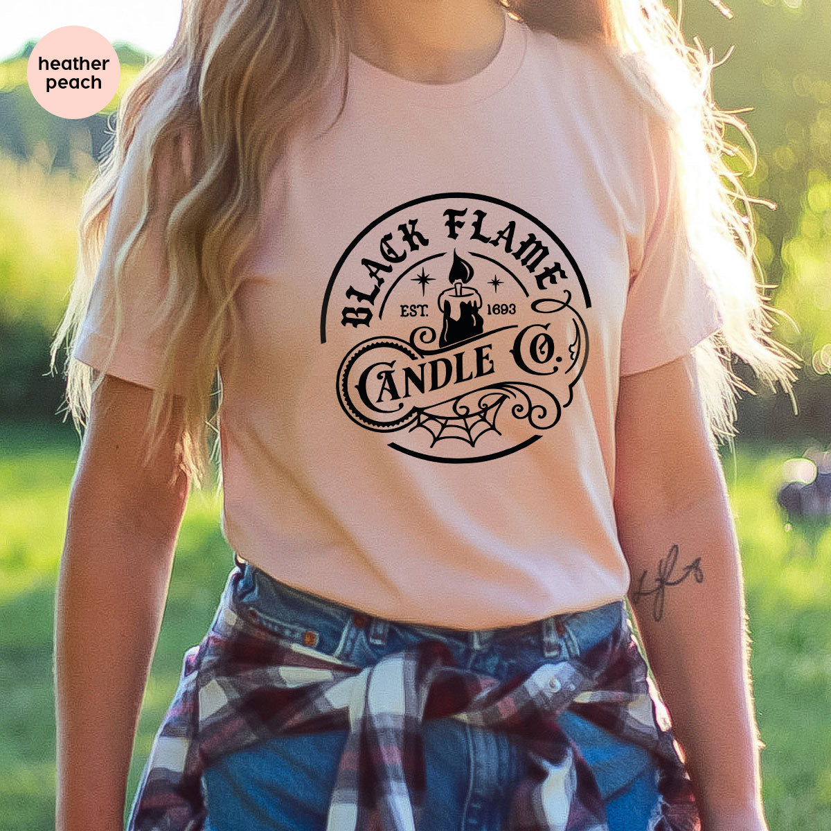 Black Flame Candle Shirt, Halloween Gifts, Hocus Pocus Tshirt, Halloween Party Clothing, Witch Vneck T-Shirt, Witchy Shirts, Gift for Her
