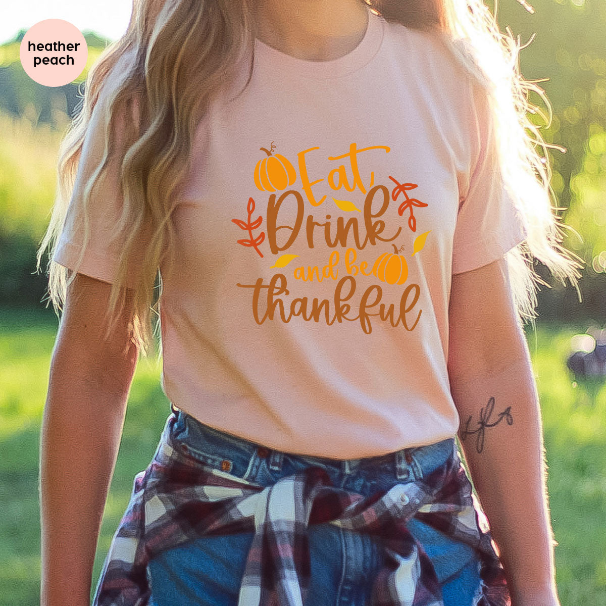 Cute Pumpkin T-Shirt, Fall Graphic Tees, Thankful Gifts, Thanksgiving Outfits, Autumn Crewneck Sweatshirt, Fall Leaves Vneck Shirt