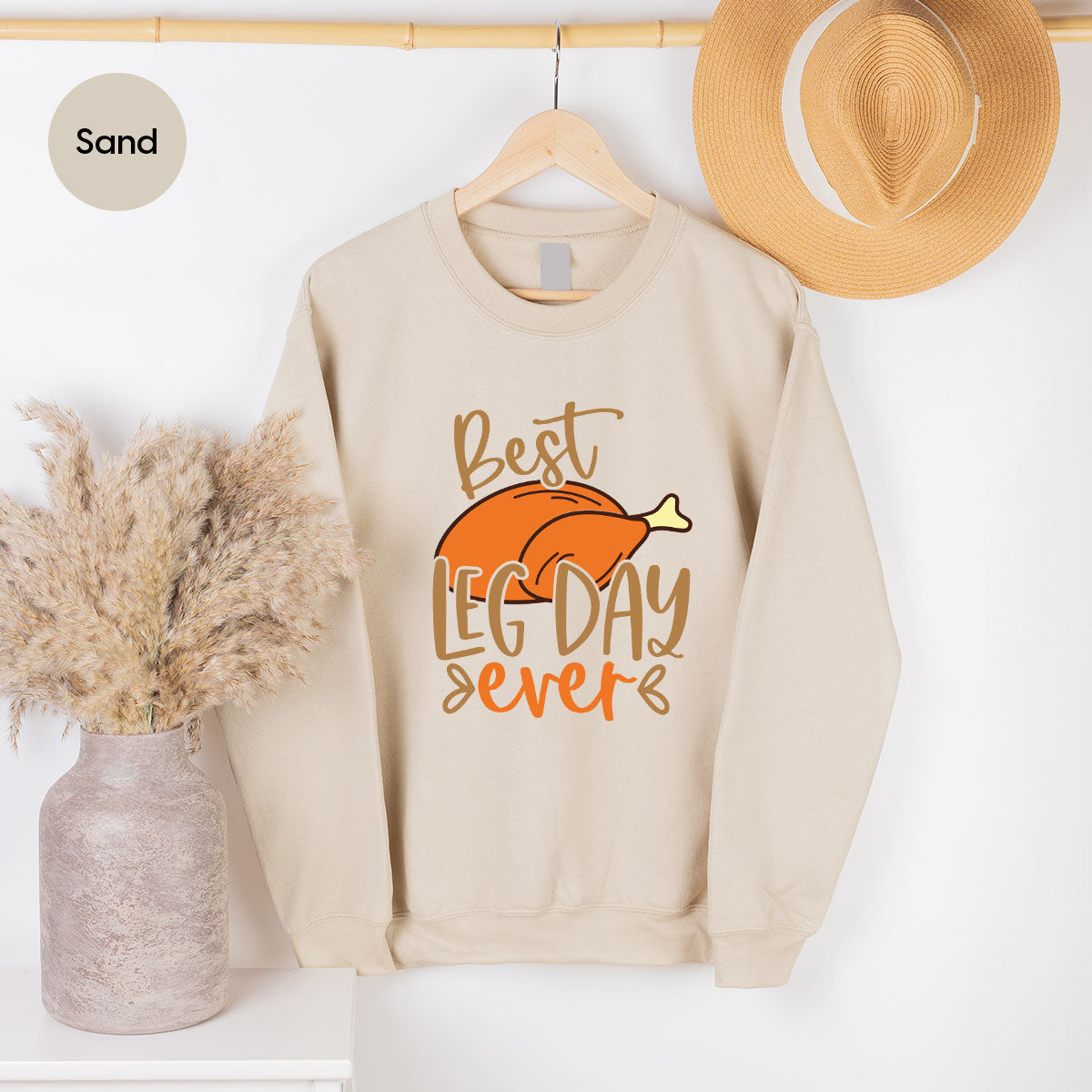 Funny Thanksgiving Shirts, Turkey Graphic Tees, Fall Crewneck Sweatshirt, Autumn Outfit, Matching Family TShirts, Best Leg Day Ever T-Shirt