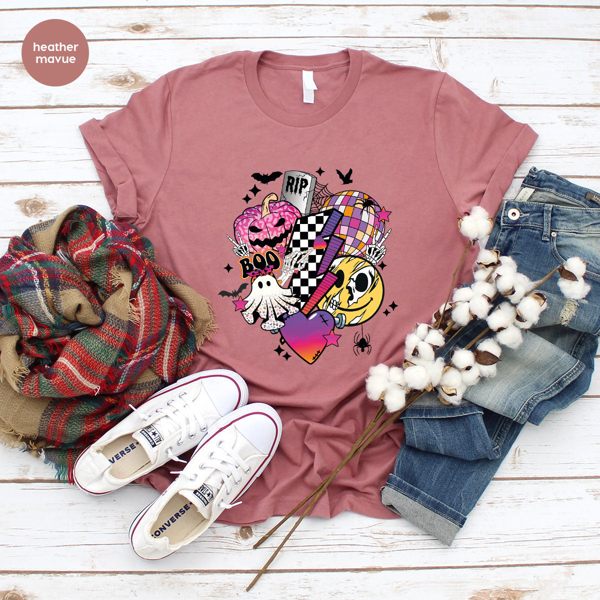 Retro Halloween Shirt, Spooky Pumpkin Shirt, Cool Checkered Outfit