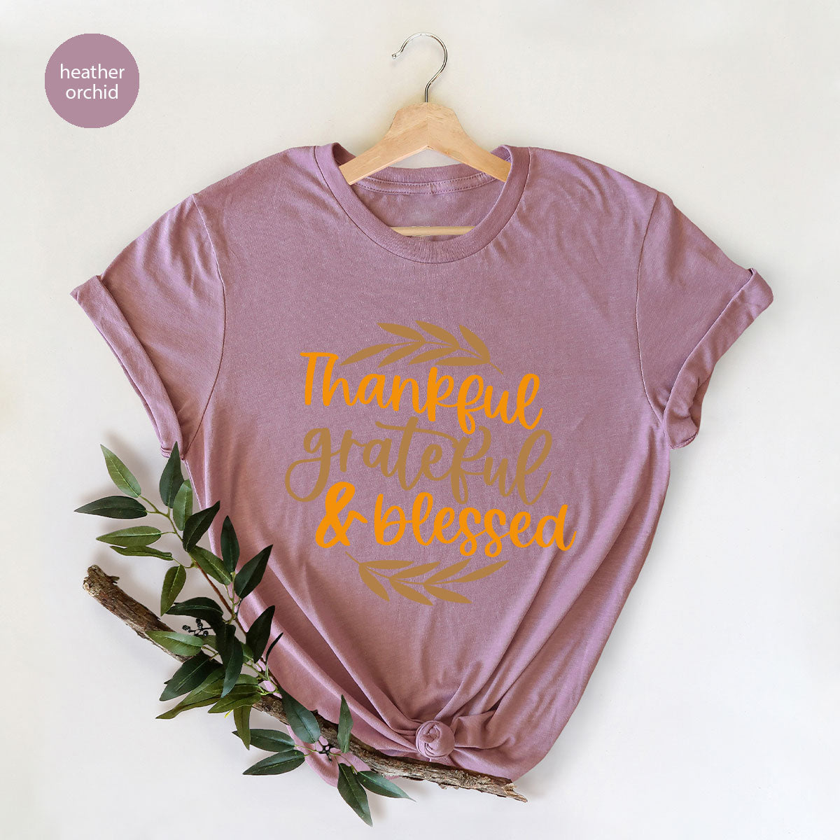 Fall Tshirt, Autumn Clothing, Gift for Her, Happy Thanksgiving Outfit, Leaves Graphic Tees, Thankful Grateful Blessed T-Shirt