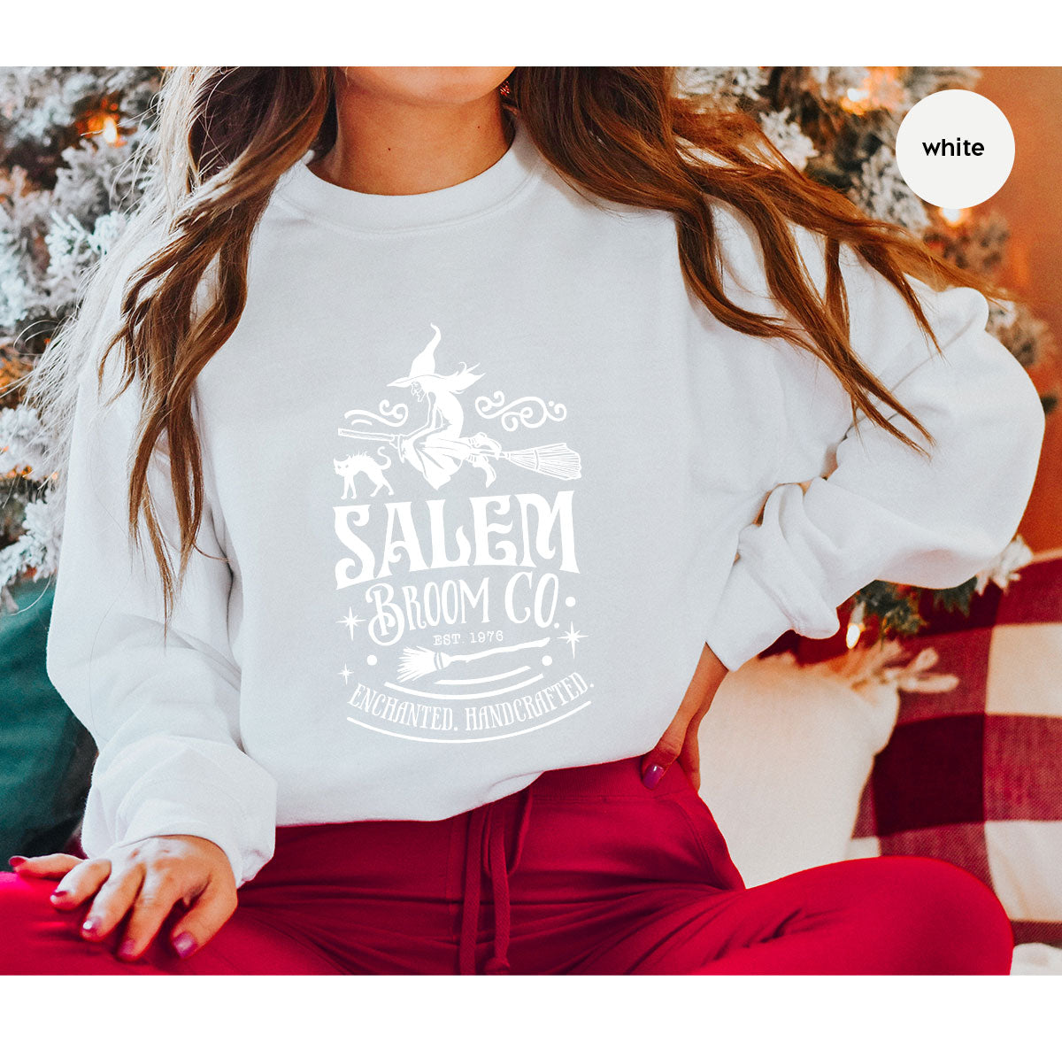 Halloween T-Shirt, Halloween Gifts, Salem Graphic Tees, Witchy Gifts, Witch Crewneck Sweatshirt, Womens Vneck T Shirt, Broom Shirt