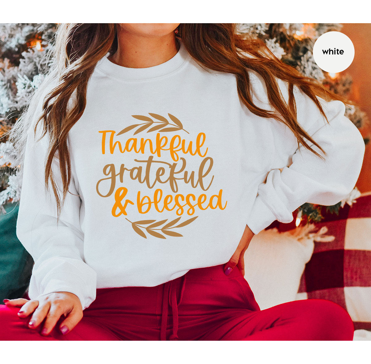 Fall Tshirt, Autumn Clothing, Gift for Her, Happy Thanksgiving Outfit, Leaves Graphic Tees, Thankful Grateful Blessed T-Shirt