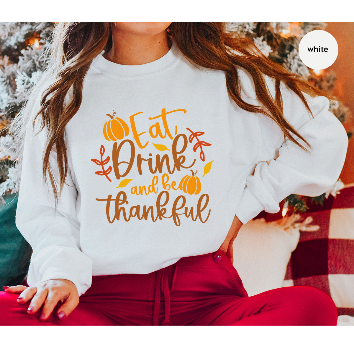 Cute Pumpkin T-Shirt, Fall Graphic Tees, Thankful Gifts, Thanksgiving Outfits, Autumn Crewneck Sweatshirt, Fall Leaves Vneck Shirt