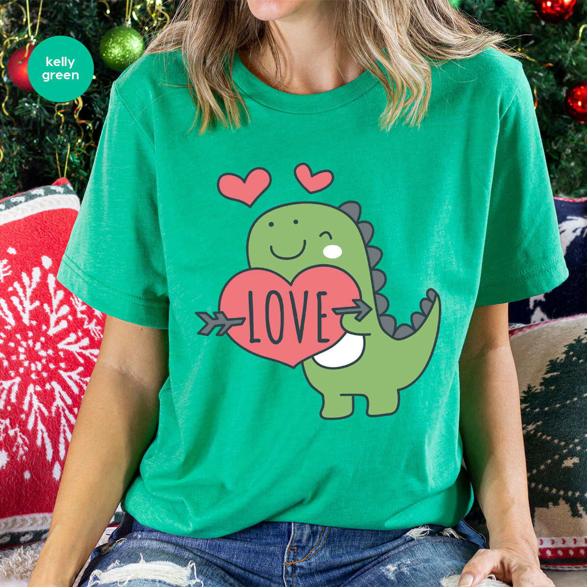 Love Shirt, Lovely Dinosaur Shirt, Valentine's Day Special Shirt, Valentine's Day Shirt For Women