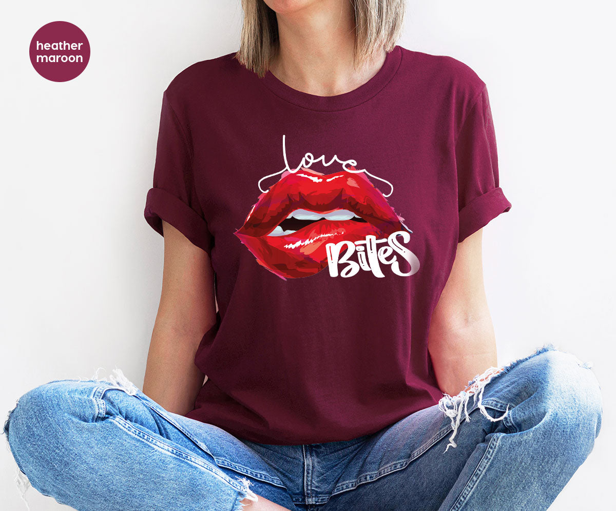 Cool Valentine's Day T-Shirt, Bite Shirt, Cute Lips Tee, Valentine Gift