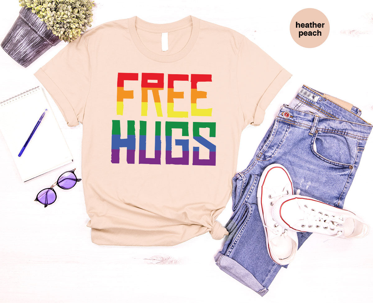 Cute LGBT Shirt, Free Hugs T-Shirt, Lovely Pride T-Shirt for LGBT