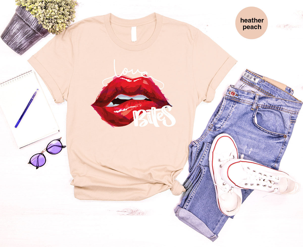 Cool Valentine's Day T-Shirt, Bite Shirt, Cute Lips Tee, Valentine Gift