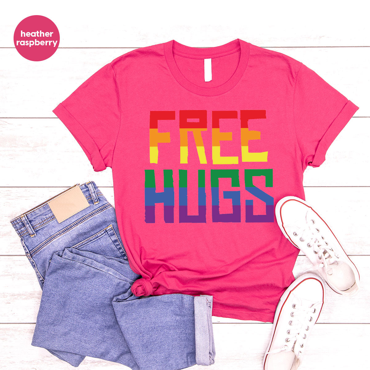 Cute LGBT Shirt, Free Hugs T-Shirt, Lovely Pride T-Shirt for LGBT