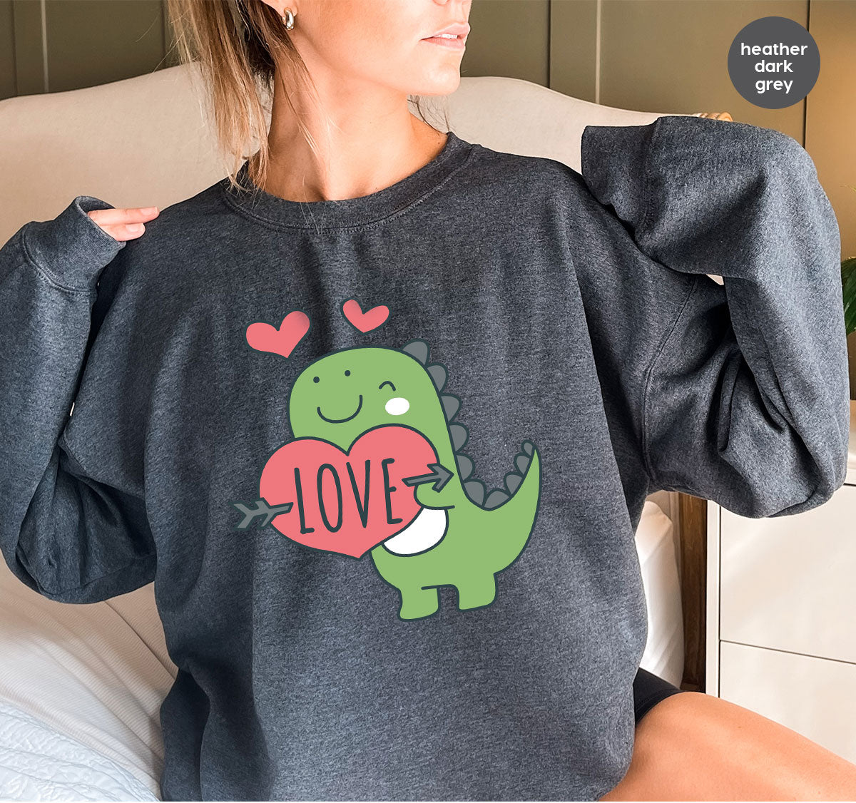 Love Shirt, Lovely Dinosaur Shirt, Valentine's Day Special Shirt, Valentine's Day Shirt For Women