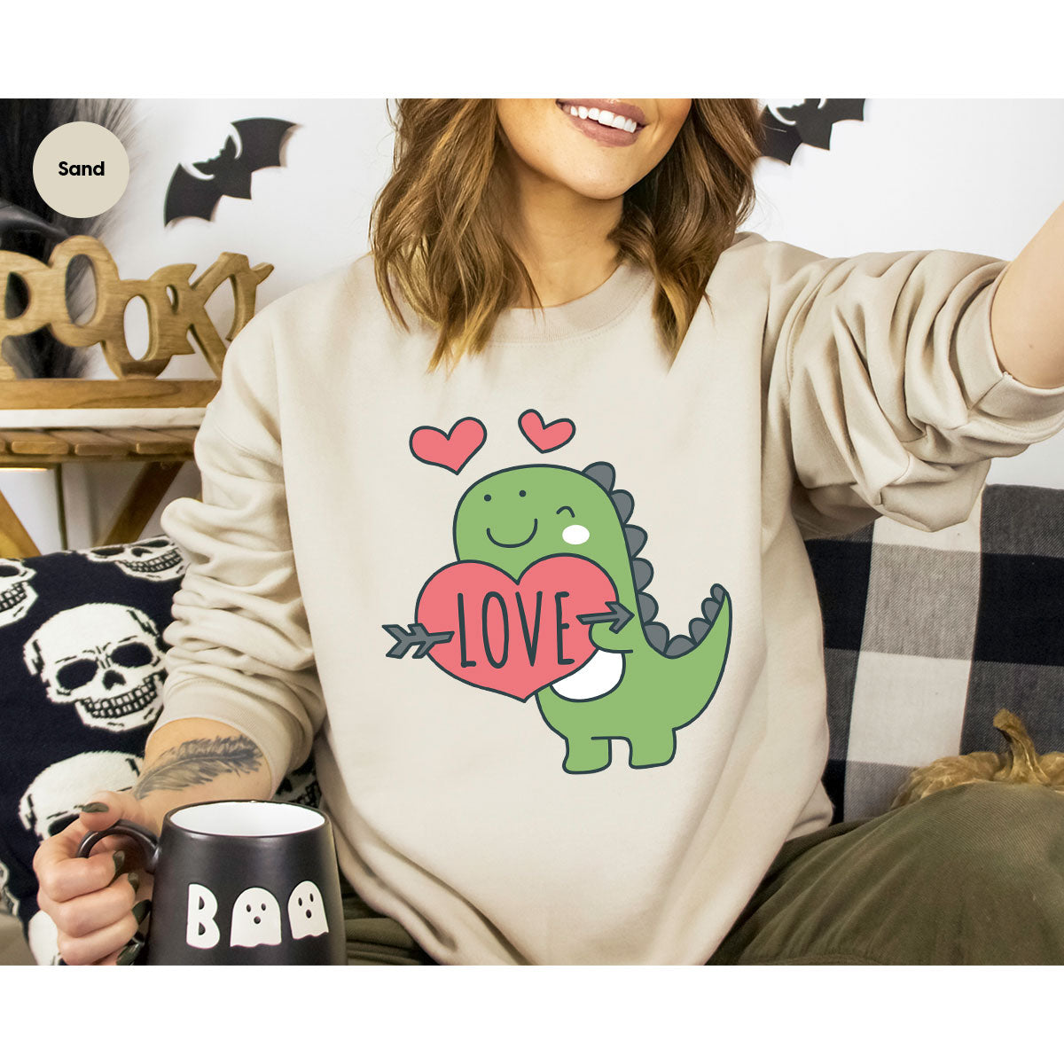 Love Shirt, Lovely Dinosaur Shirt, Valentine's Day Special Shirt, Valentine's Day Shirt For Women