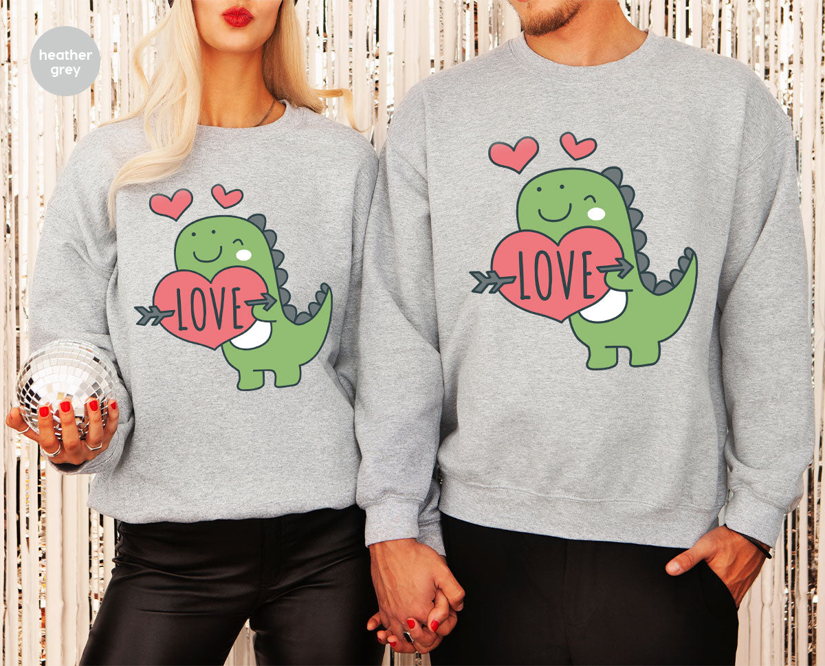 Love Shirt, Lovely Dinosaur Shirt, Valentine's Day Special Shirt, Valentine's Day Shirt For Women