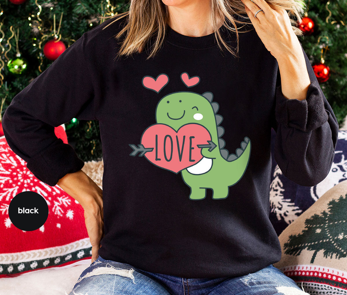 Love Shirt, Lovely Dinosaur Shirt, Valentine's Day Special Shirt, Valentine's Day Shirt For Women