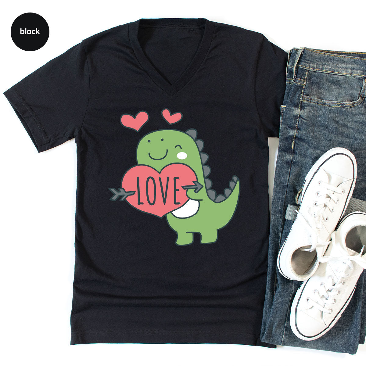 Love Shirt, Lovely Dinosaur Shirt, Valentine's Day Special Shirt, Valentine's Day Shirt For Women