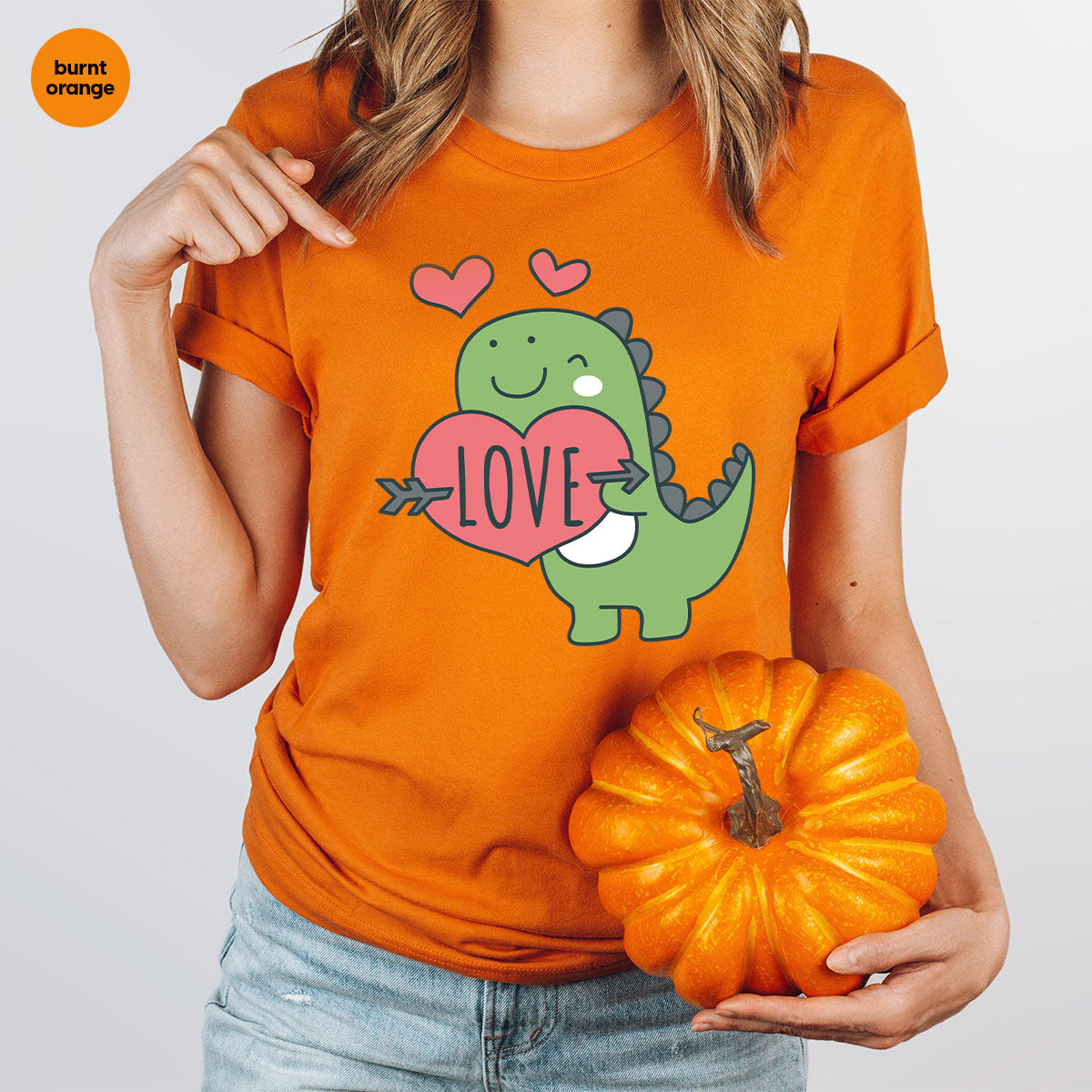 Love Shirt, Lovely Dinosaur Shirt, Valentine's Day Special Shirt, Valentine's Day Shirt For Women