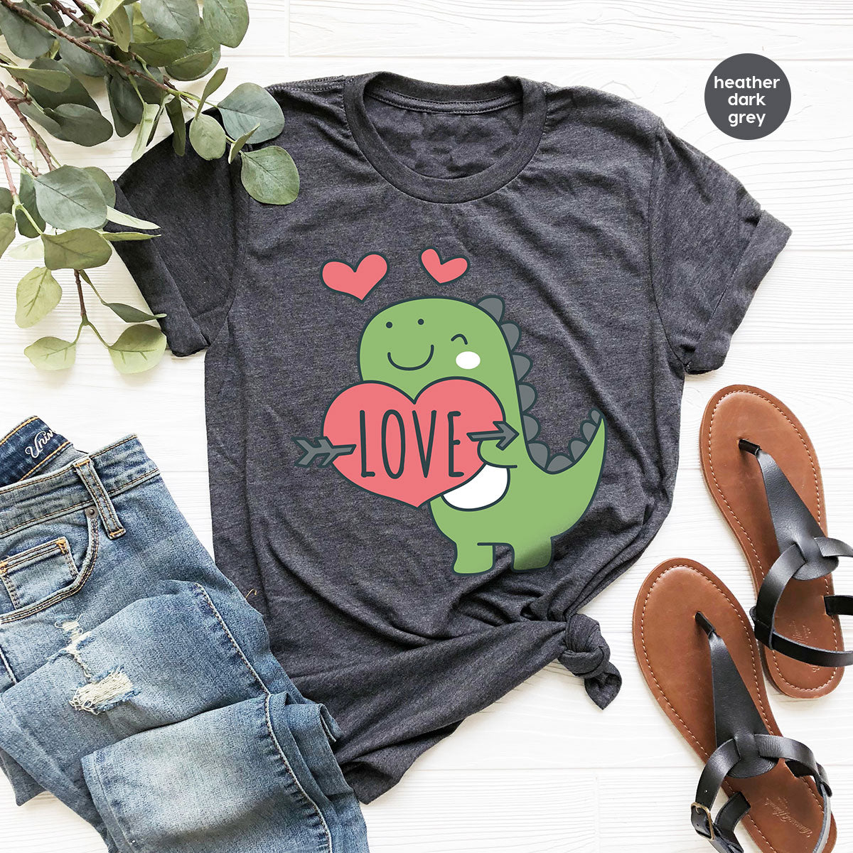 Love Shirt, Lovely Dinosaur Shirt, Valentine's Day Special Shirt, Valentine's Day Shirt For Women