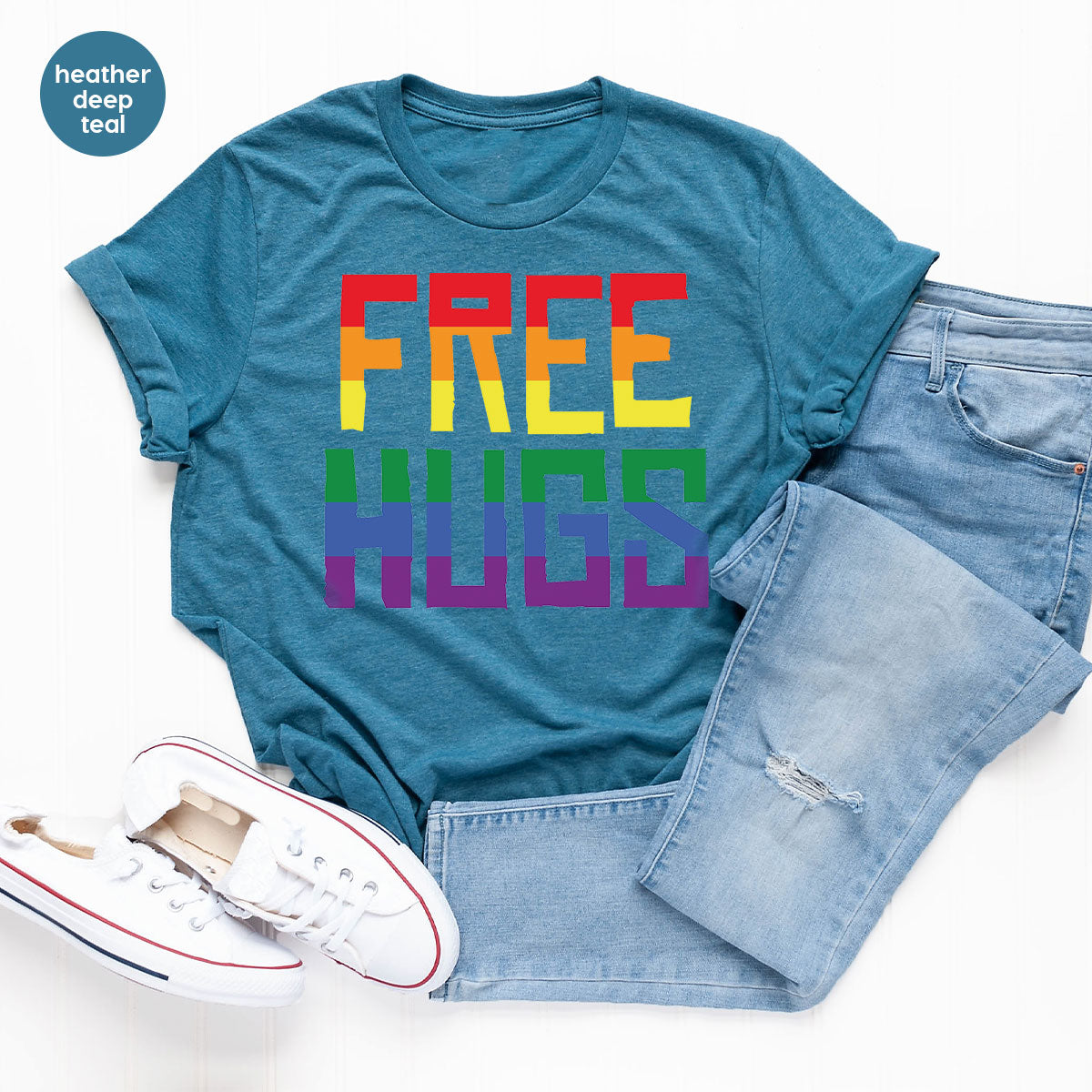 Cute LGBT Shirt, Free Hugs T-Shirt, Lovely Pride T-Shirt for LGBT