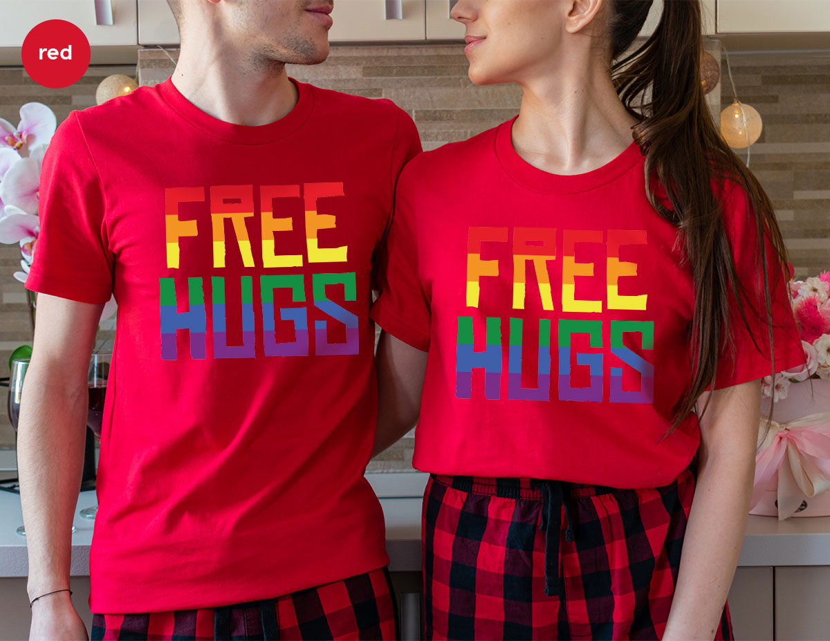 Cute LGBT Shirt, Free Hugs T-Shirt, Lovely Pride T-Shirt for LGBT