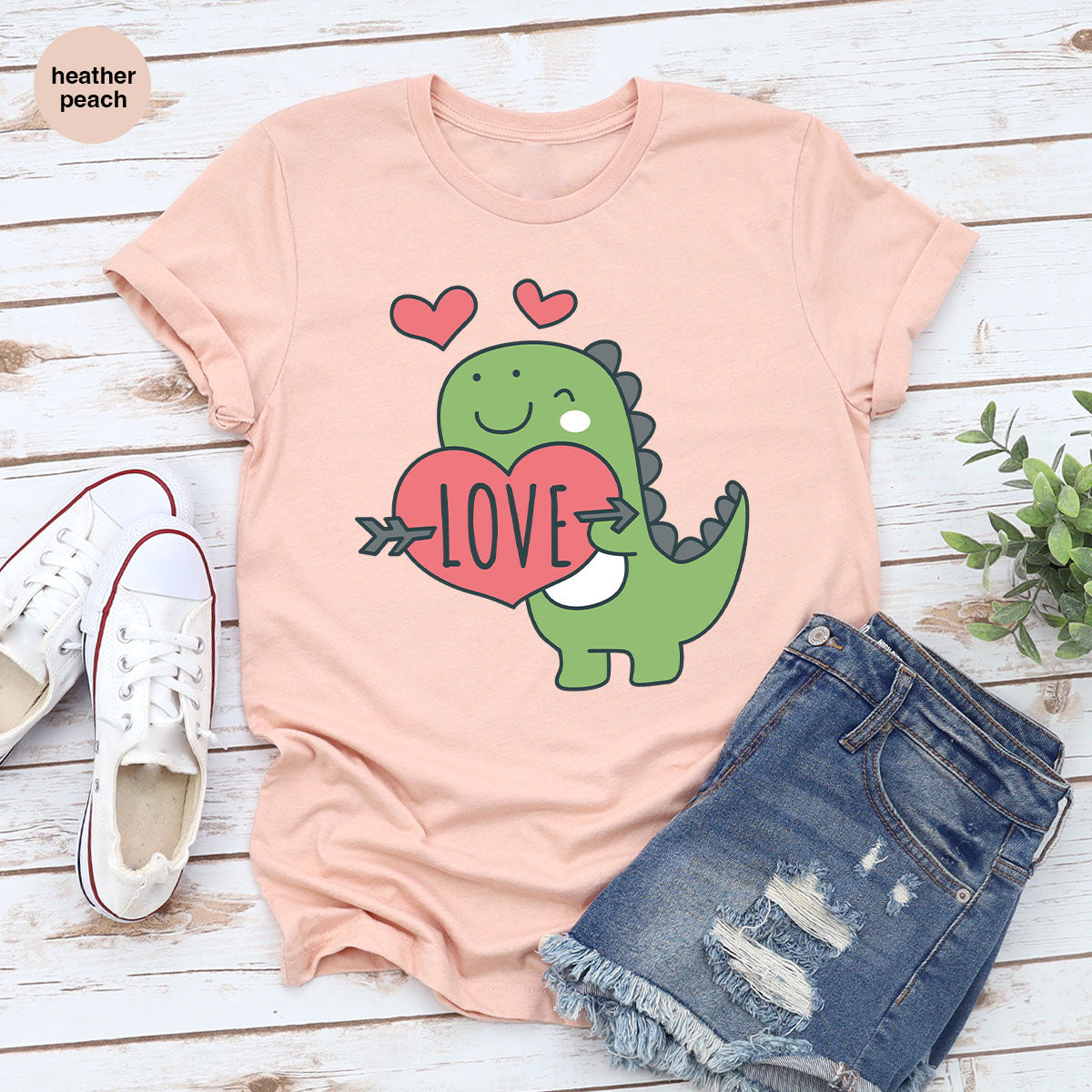 Love Shirt, Lovely Dinosaur Shirt, Valentine's Day Special Shirt, Valentine's Day Shirt For Women