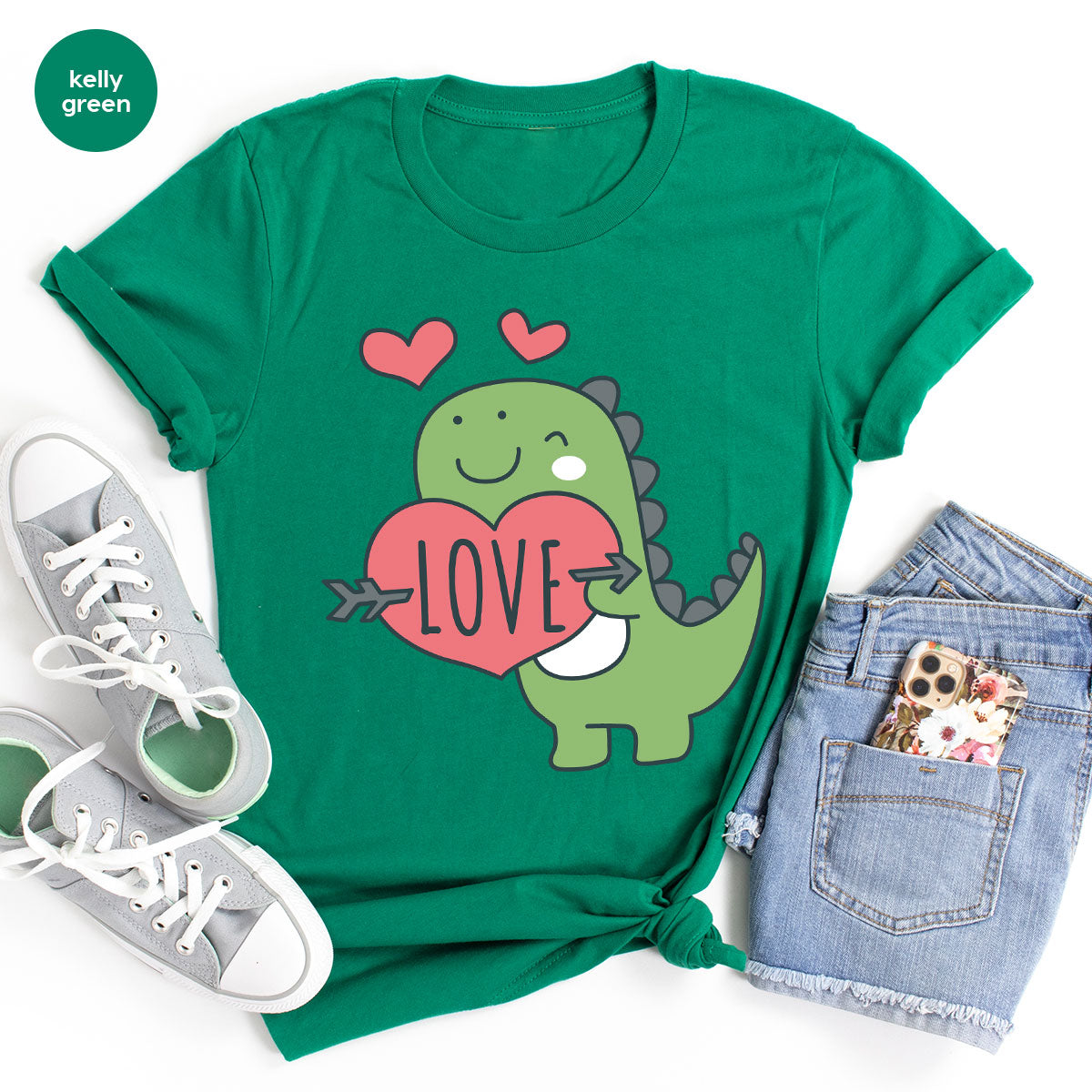 Love Shirt, Lovely Dinosaur Shirt, Valentine's Day Special Shirt, Valentine's Day Shirt For Women