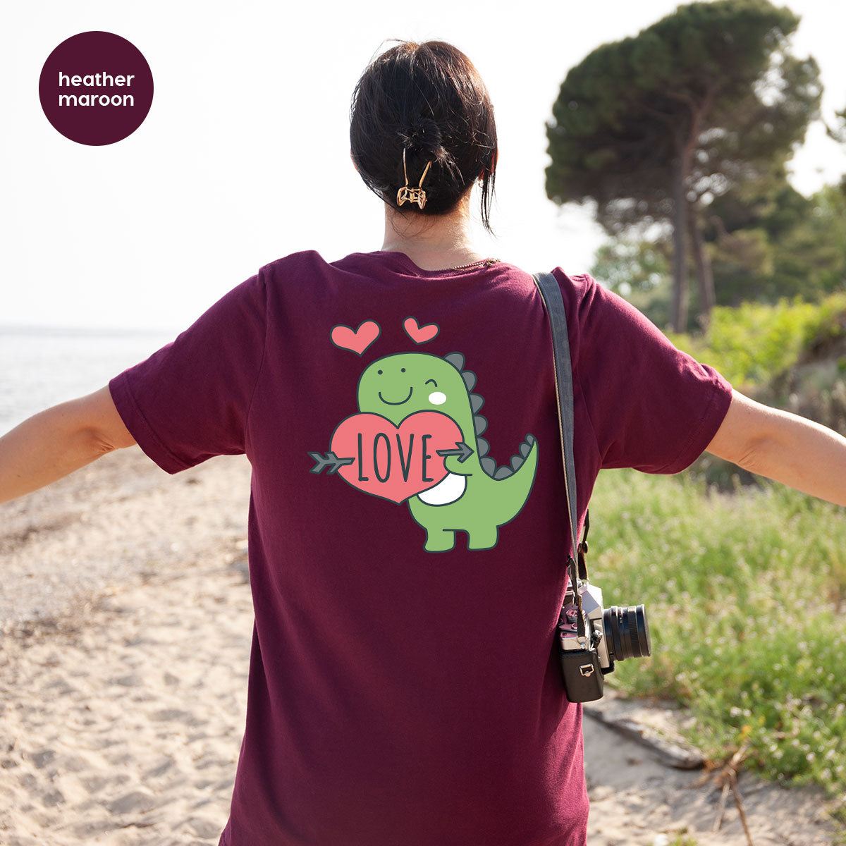 Love Shirt, Lovely Dinosaur Shirt, Valentine's Day Special Shirt, Valentine's Day Shirt For Women