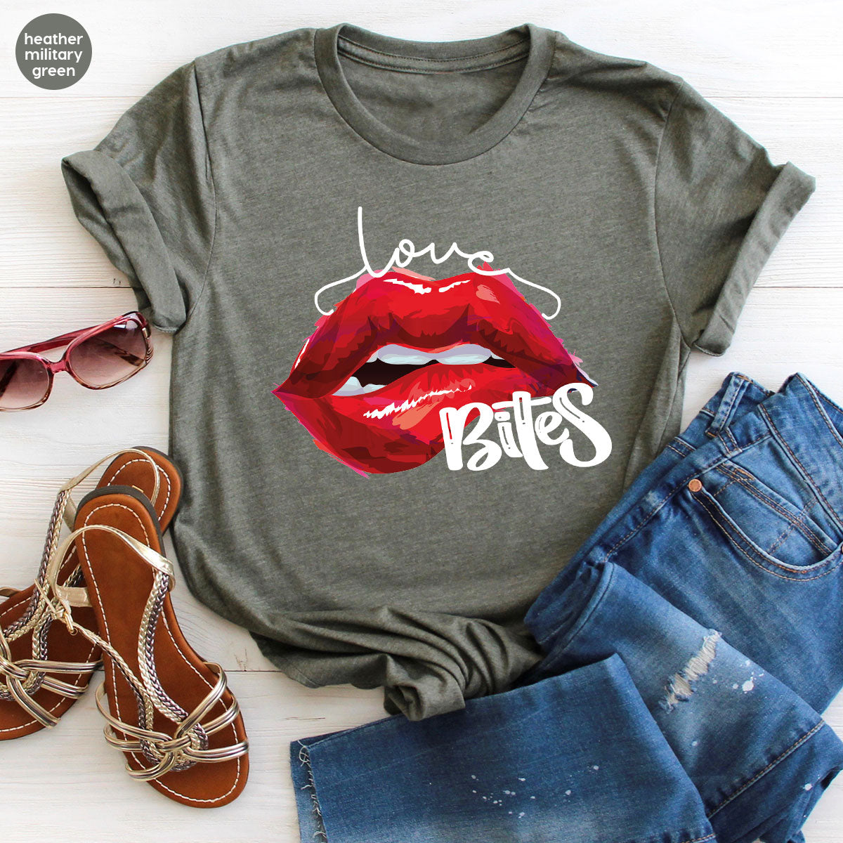 Cool Valentine's Day T-Shirt, Bite Shirt, Cute Lips Tee, Valentine Gift