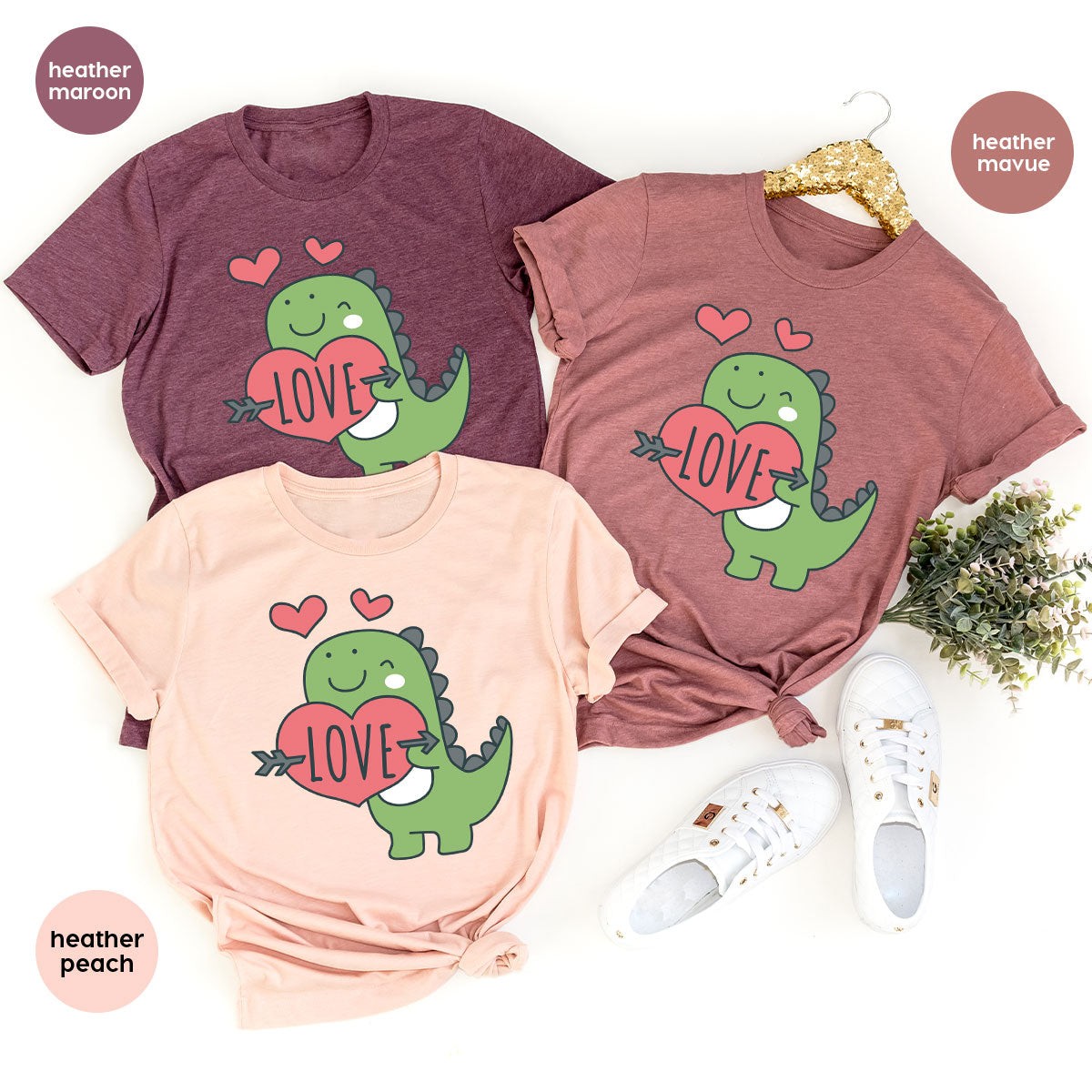 Love Shirt, Lovely Dinosaur Shirt, Valentine's Day Special Shirt, Valentine's Day Shirt For Women