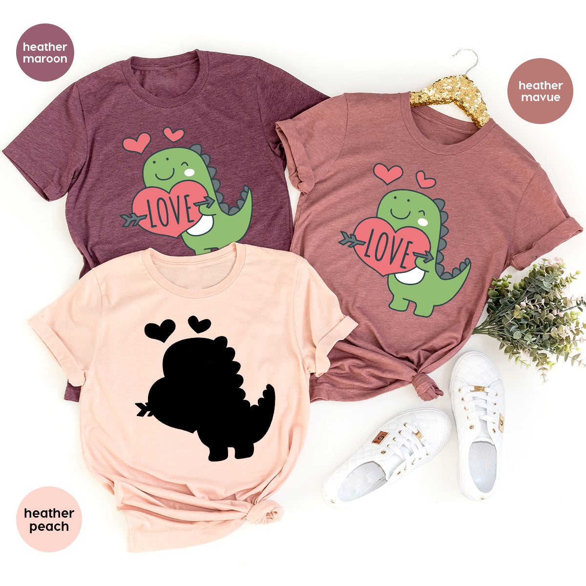 Love Shirt, Lovely Dinosaur Shirt, Valentine's Day Special Shirt, Valentine's Day Shirt For Women