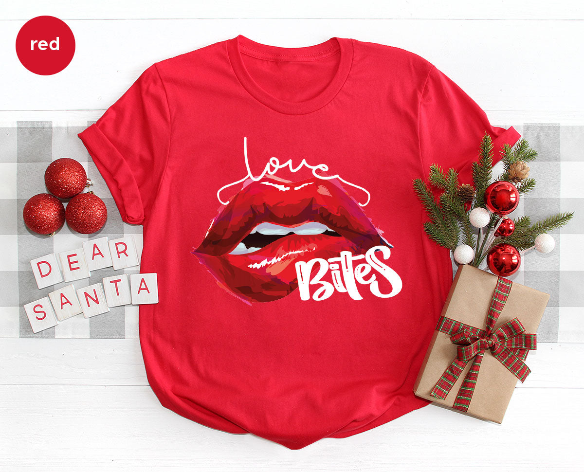 Cool Valentine's Day T-Shirt, Bite Shirt, Cute Lips Tee, Valentine Gift