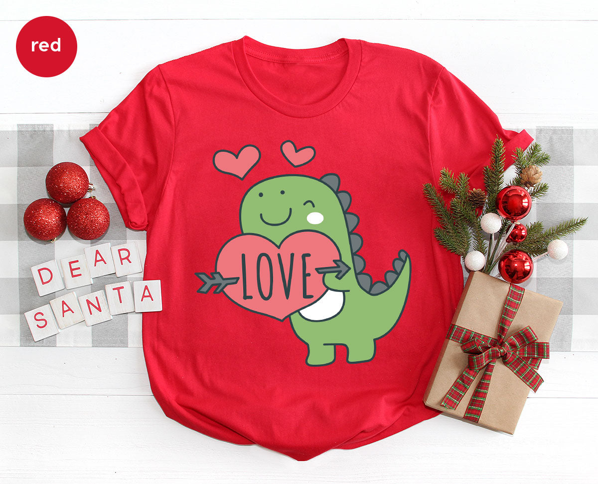 Love Shirt, Lovely Dinosaur Shirt, Valentine's Day Special Shirt, Valentine's Day Shirt For Women