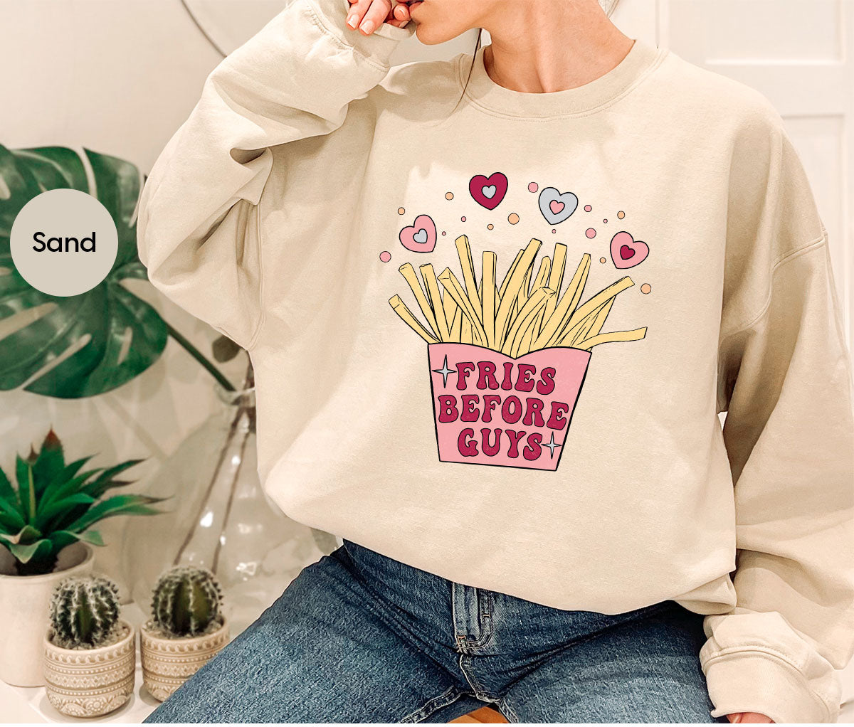 Fries Before Guys Shirt, Valentine's Day 2023 T-Shirt, Lover Shirt