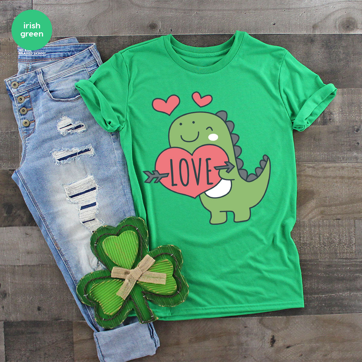 Love Shirt, Lovely Dinosaur Shirt, Valentine's Day Special Shirt, Valentine's Day Shirt For Women