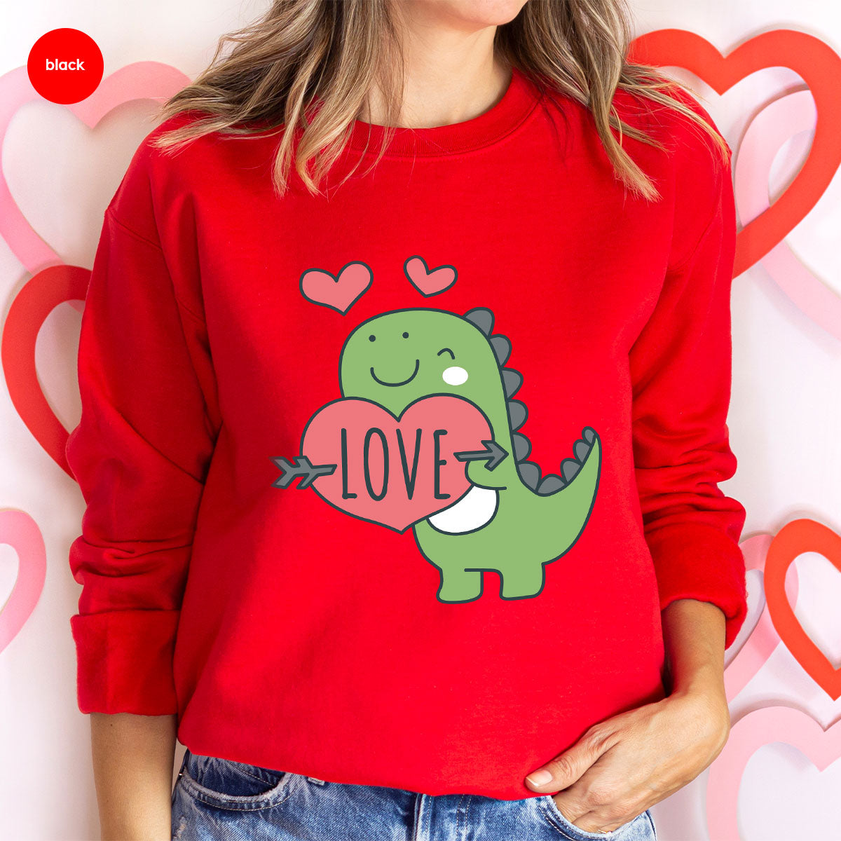 Love Shirt, Lovely Dinosaur Shirt, Valentine's Day Special Shirt, Valentine's Day Shirt For Women