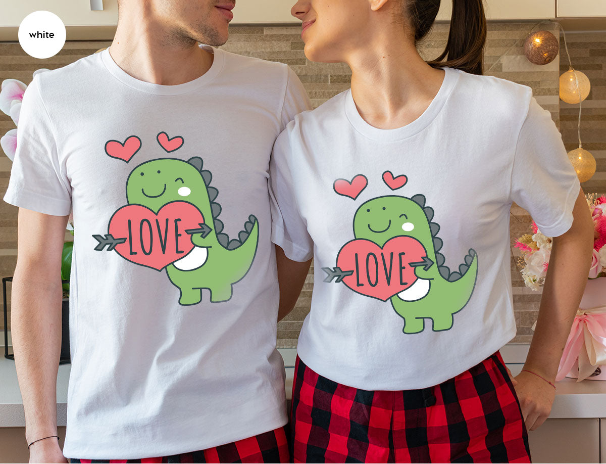 Love Shirt, Lovely Dinosaur Shirt, Valentine's Day Special Shirt, Valentine's Day Shirt For Women