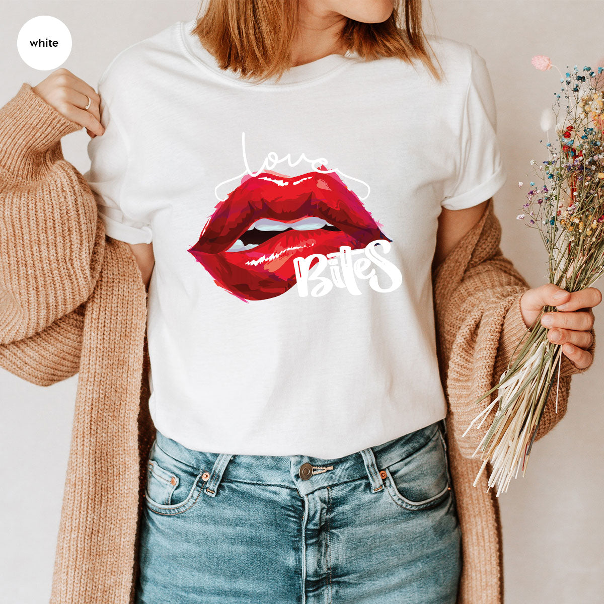 Cool Valentine's Day T-Shirt, Bite Shirt, Cute Lips Tee, Valentine Gift