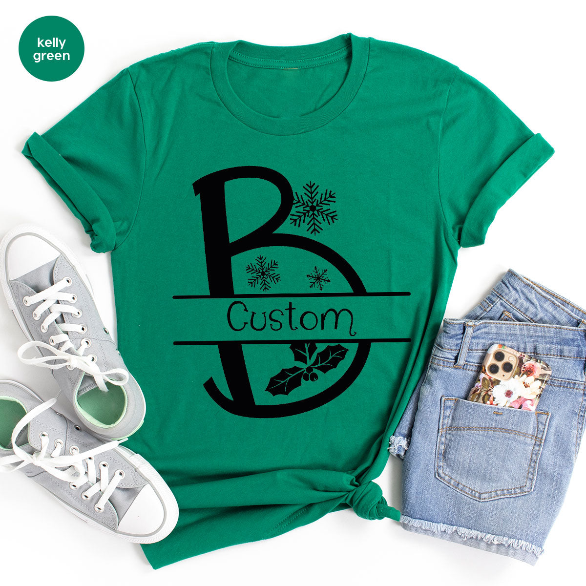 Custom Christmas T-Shirt, White Peach Design Shirt, Christmas Personalized Shirt
