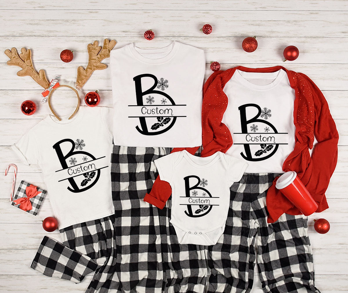 Custom Christmas T-Shirt, White Peach Design Shirt, Christmas Personalized Shirt