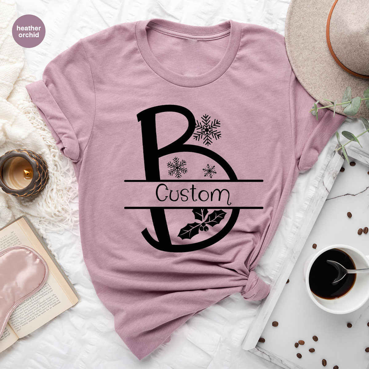 Custom Christmas T-Shirt, White Peach Design Shirt, Christmas Personalized Shirt